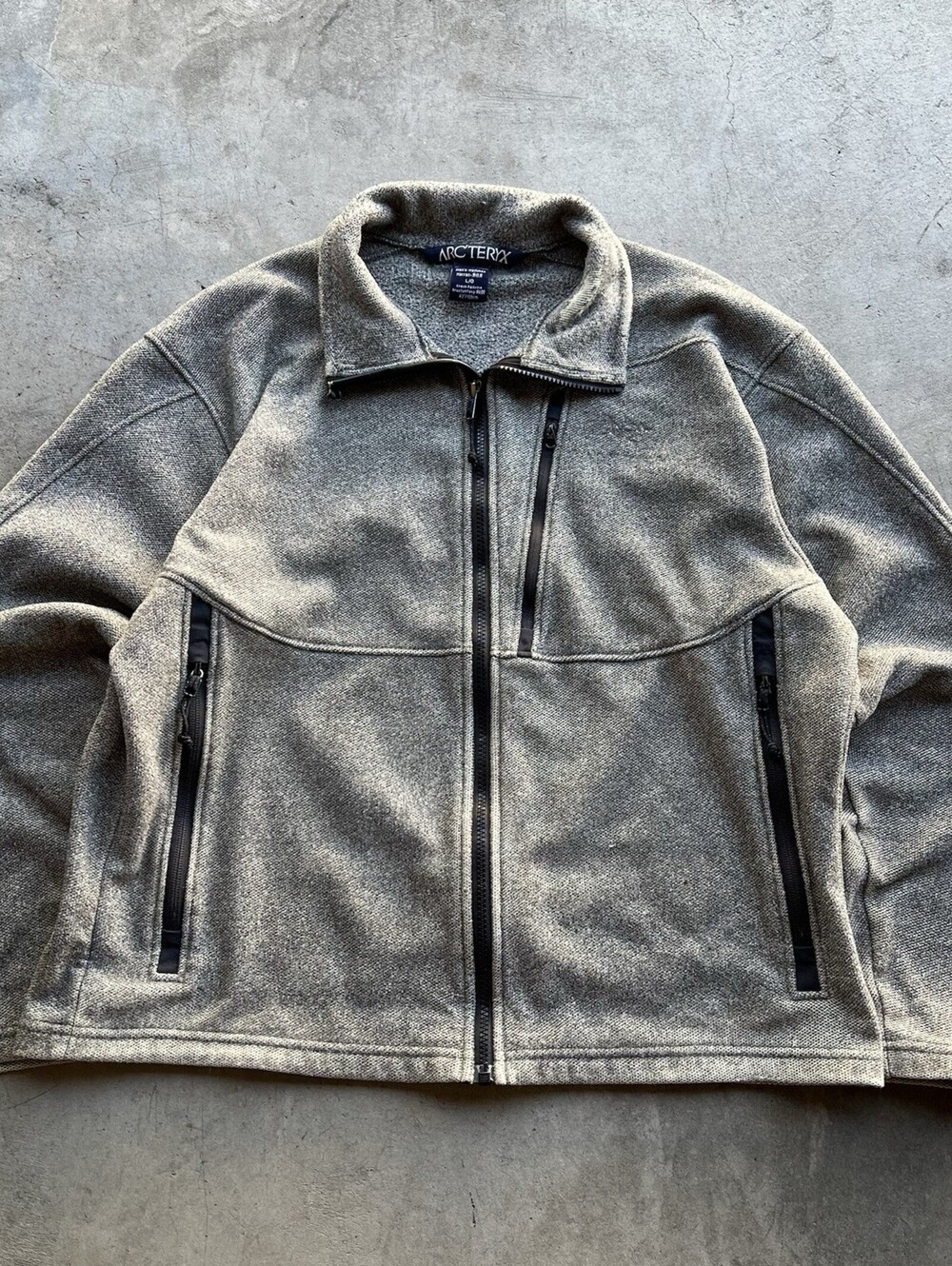 Vintage Arcteryx Sweater Zipup Jacket Camping Gorpcore Gray Large Boxy Faded